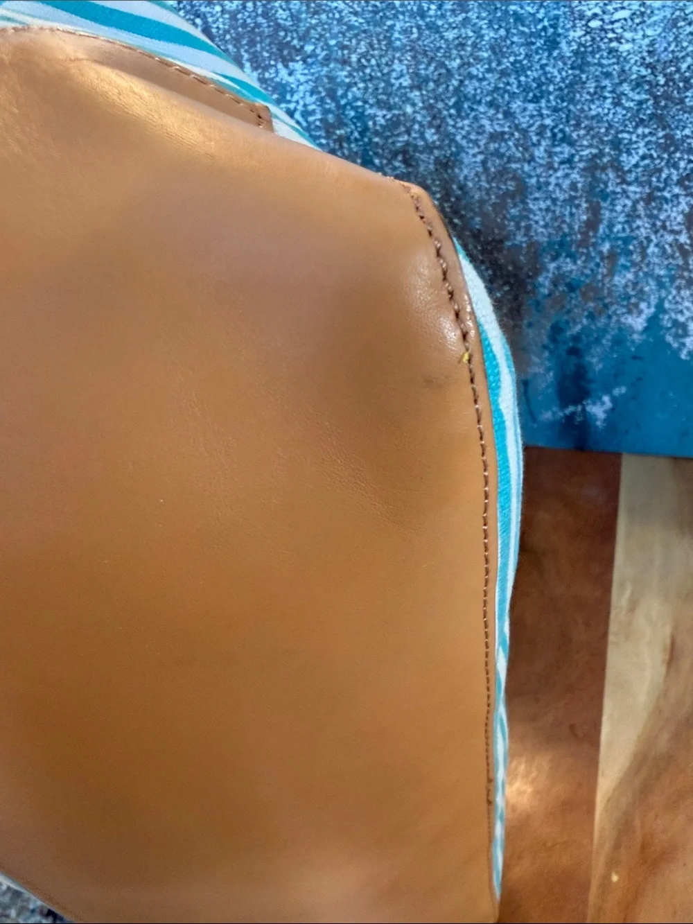 Tory Burch Rare Coastal Grandmother 2010’s Sophia Striped Canvas Tote Aqua GUC